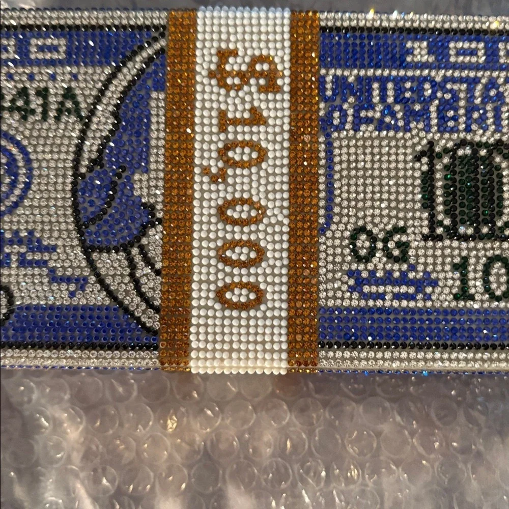Elegant casino  bingo   Sapphire Rhinestone  Evening, stunning  Money Clutch New